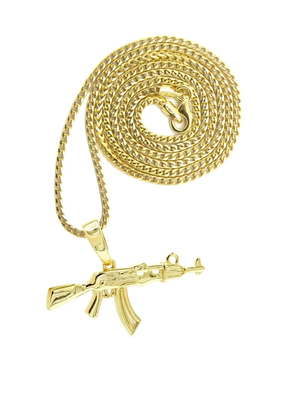 Silver Necklace – Gold Gun Necklace | 11 Grams
