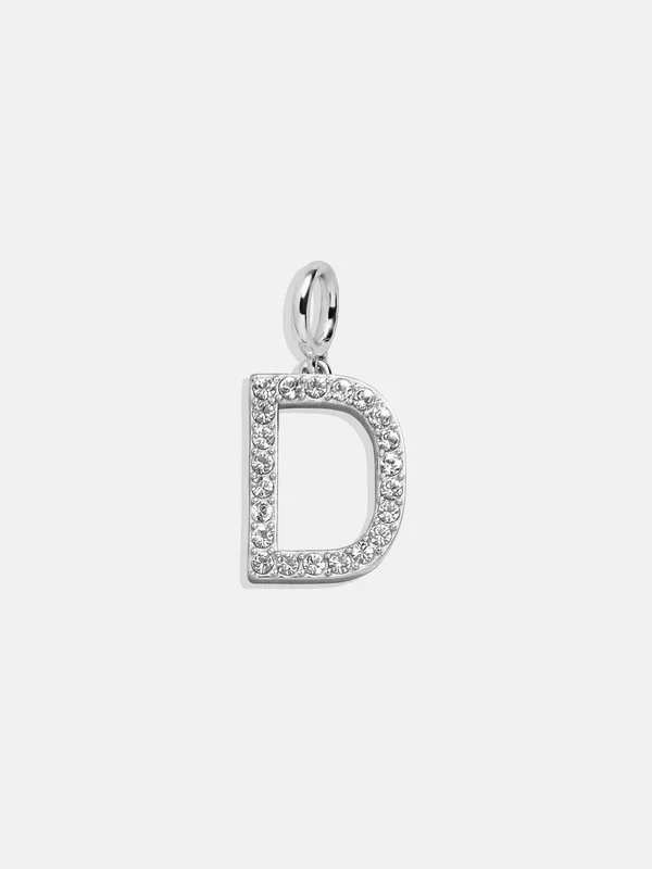 Silver Pave Initial Cluster Charm – D
