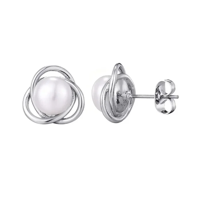 Silver Plated Freshwater Pearl Stud Earrings