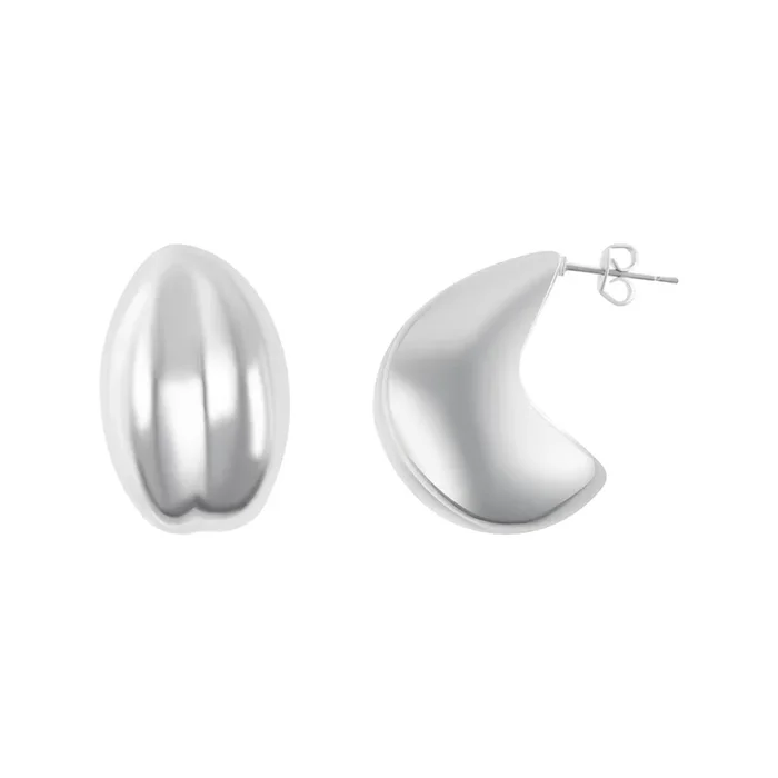 Silver Plated Puff Hoop Earrings