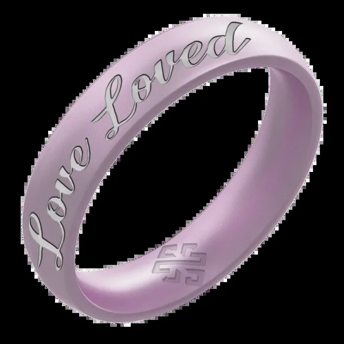 Silver You’re Loved Silicone Ring on Arc 4mm