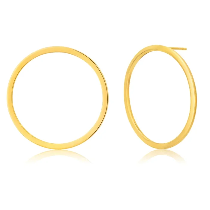 Silverfilled 9ct Yellow Gold Round Cut-Out Stud Earrings