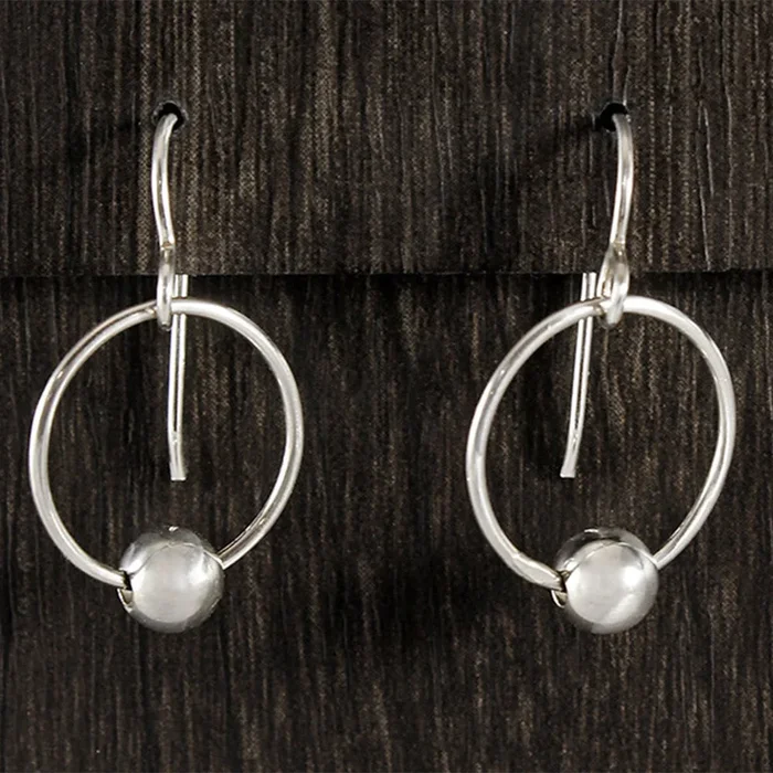 Simply Circle and Bead Hook Earrings ER15