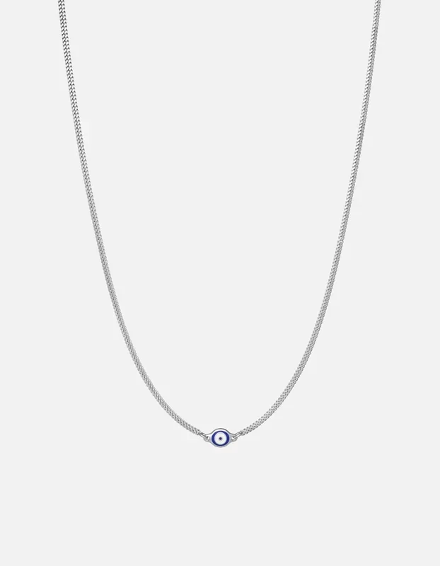 Single Blue Eye Necklace, Sterling Silver w/Enamel