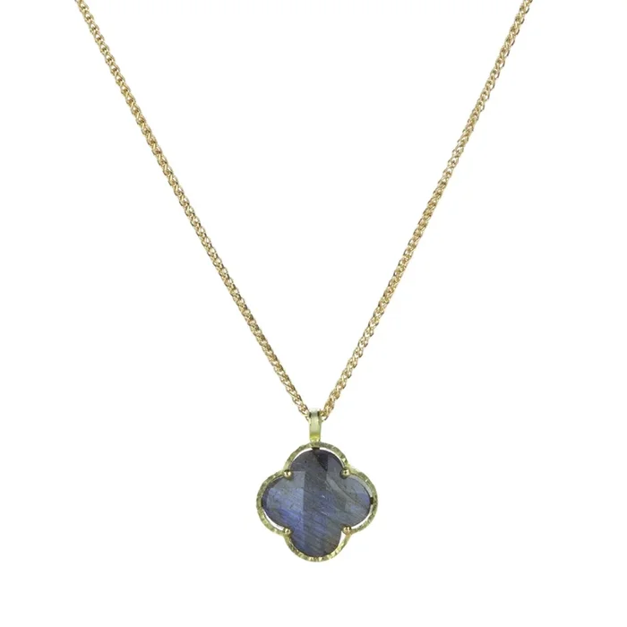 Single Clover Labradorite Pendant Necklace