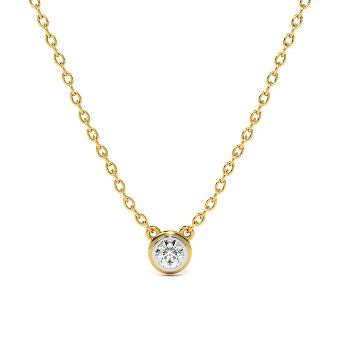 Single Solitaire 9KT Gold Lab Grown Diamond Necklace