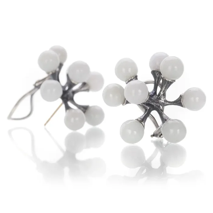 Single White Jade Jacks Earrings