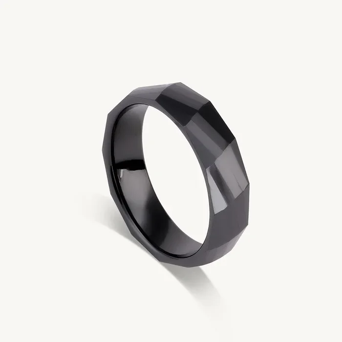 Slanted Black Band Ring