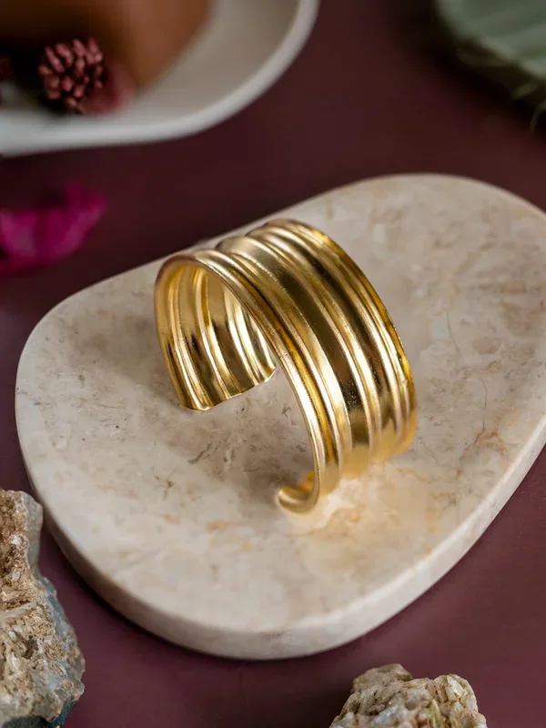 Slashes Statement Brass Bracelet (Anti Tarnish)