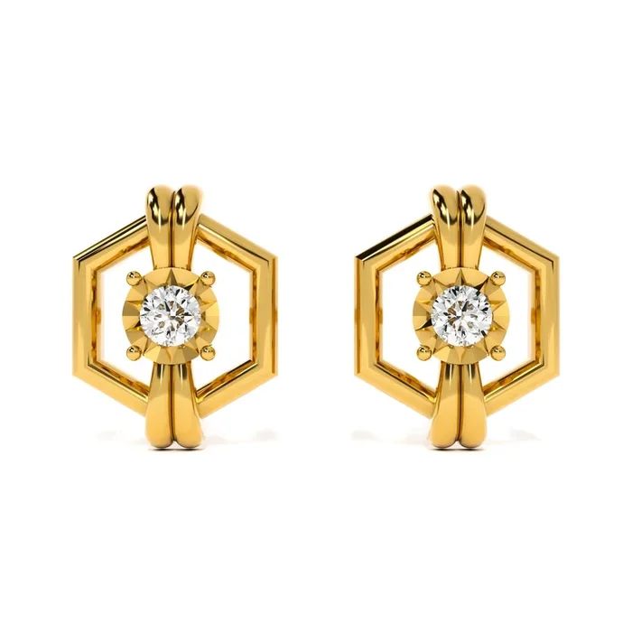 Sleek & Chic 9KT Gold Lab Grown Diamond Stud Earring