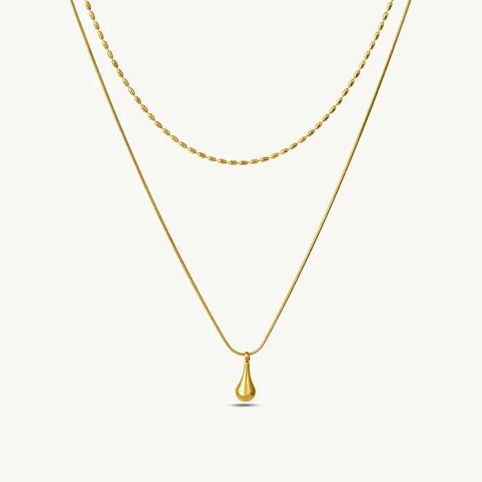 Sleek Teardrop Charm Layer Necklace