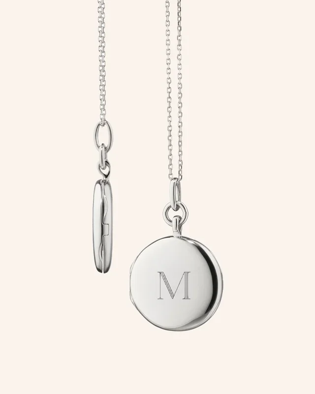 Slim “Quinn” Sterling Silver Engraved Locket Necklace