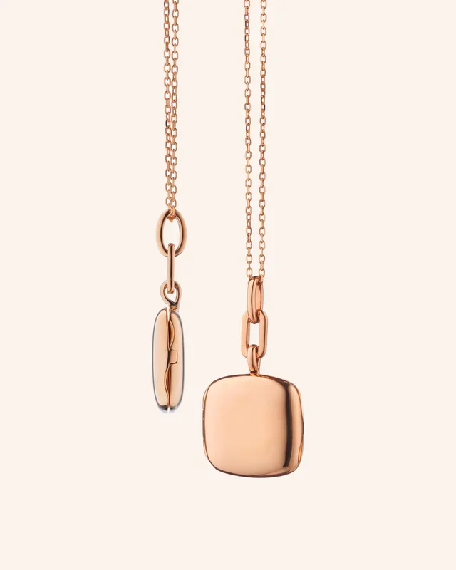 Slim “Viv” 18K Rose Gold Locket Necklace