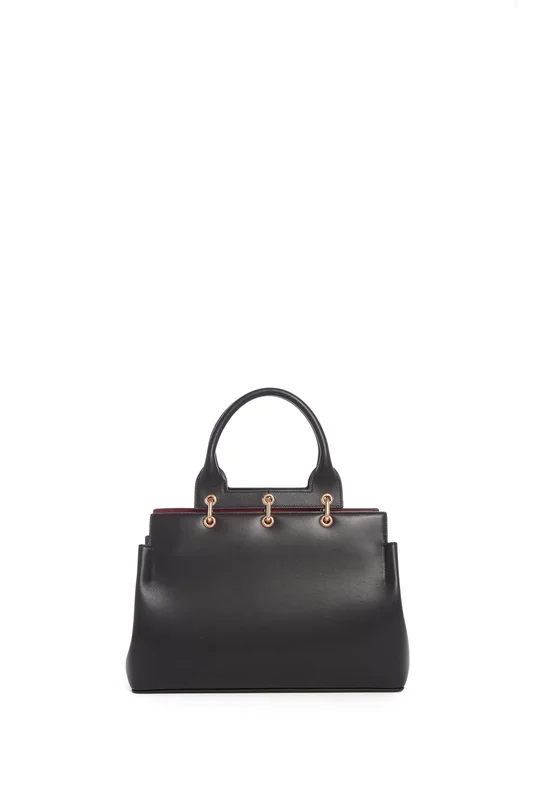 Small Amethyst Tote Bag in Black Nappa Leather