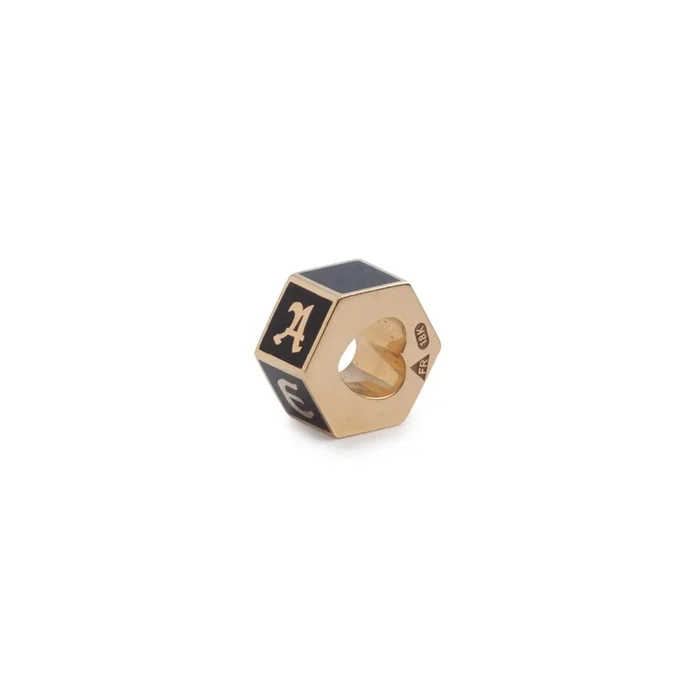 Small Black Ceramic Custom Heart Beat : in Yellow Gold