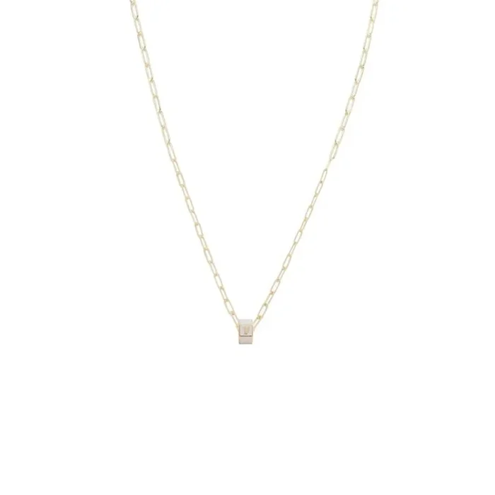 Small Custom Faceted Heart Beat : Super Fine Clip Necklace White