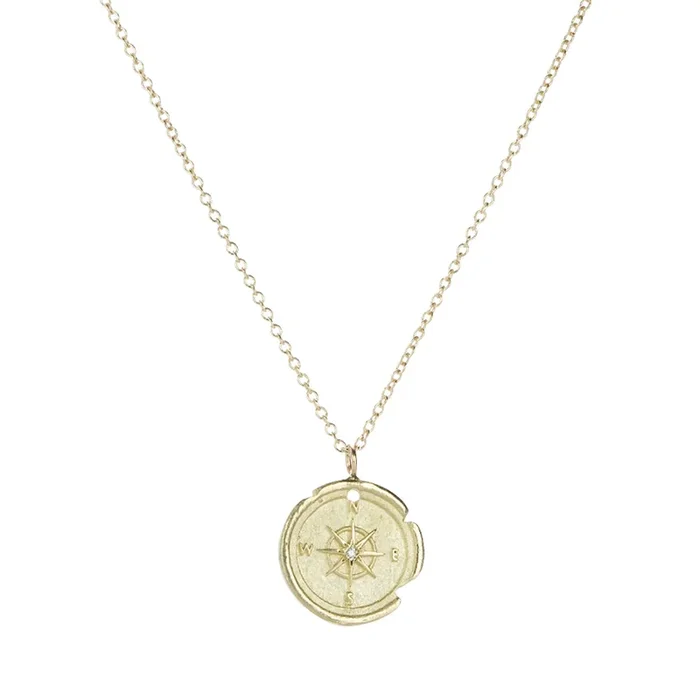 Small Delicate Compass Artifact Pendant Necklace