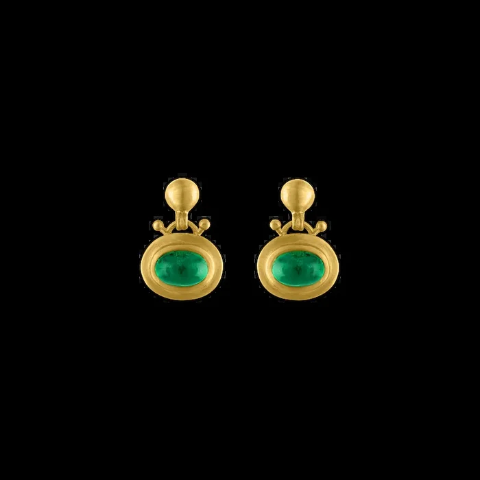 Small Emerald Bell Earrings
