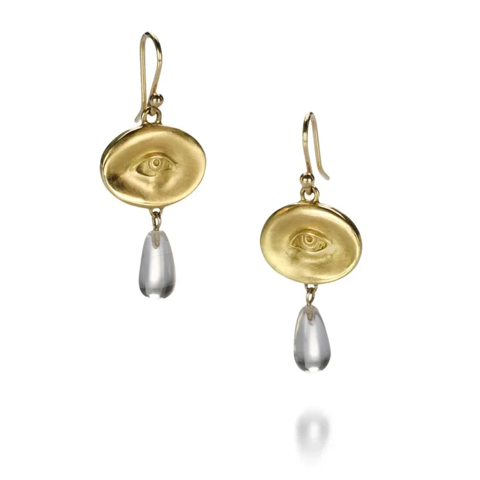 Small Eye Earrings with Crystal Drops