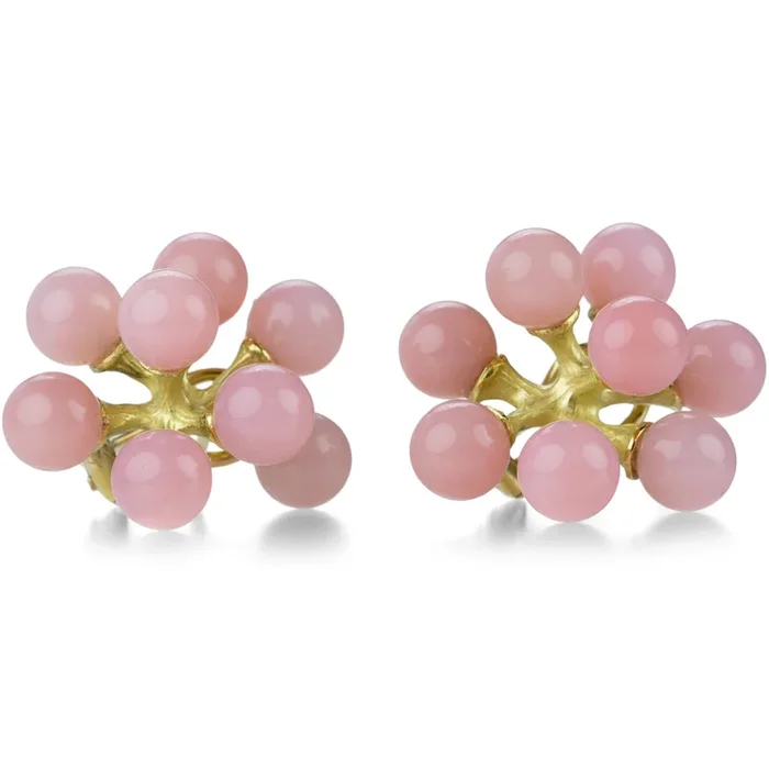 Small Jacks Earrings with Pink Opal