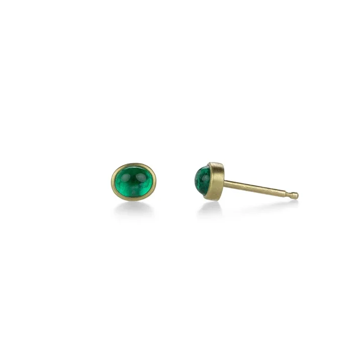 Small Oval Emerald Stud Earrings