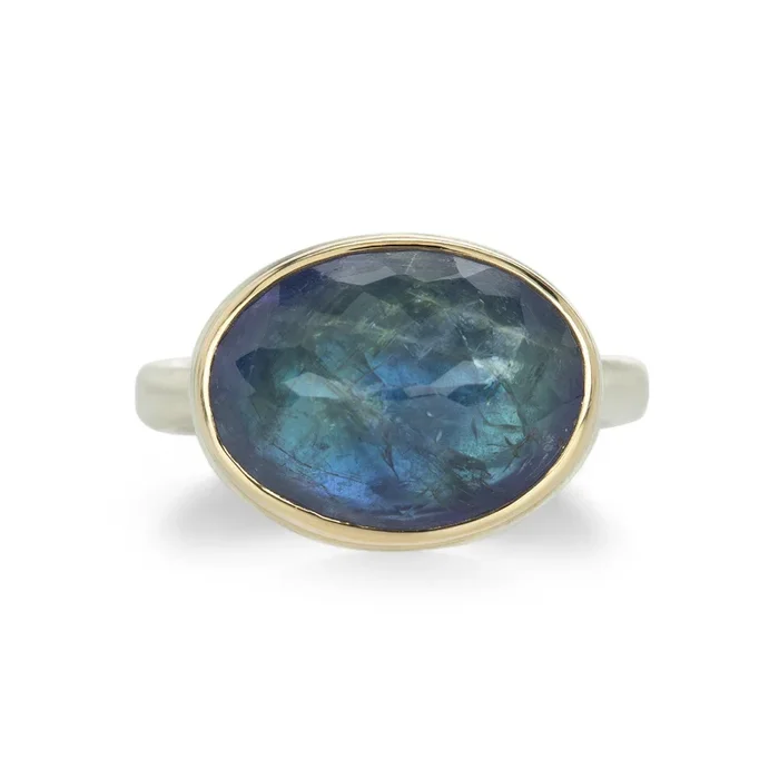 Small Oval Inverted Tanzanite Ring