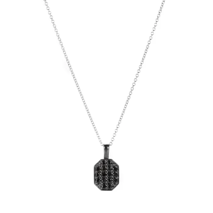 Small Pave Black Diamond Tag Charm (Charm Only)