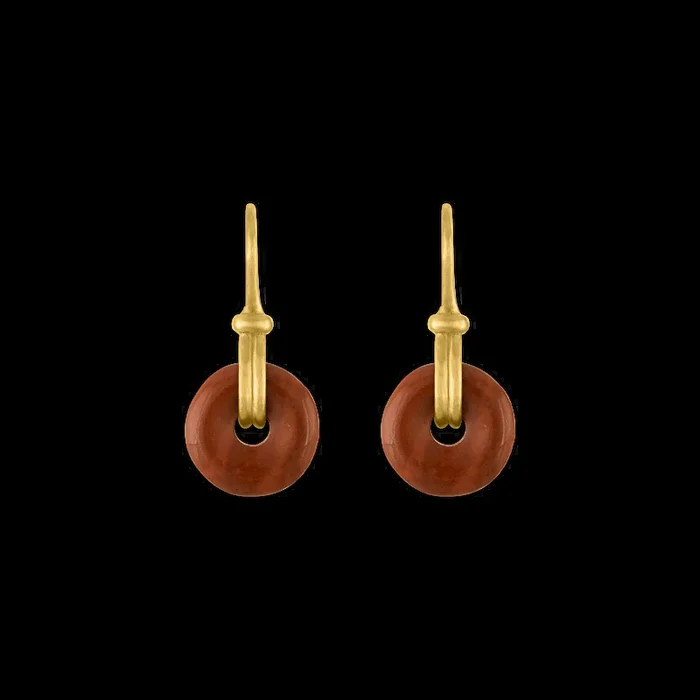 Small Red Jasper Discus Earrings