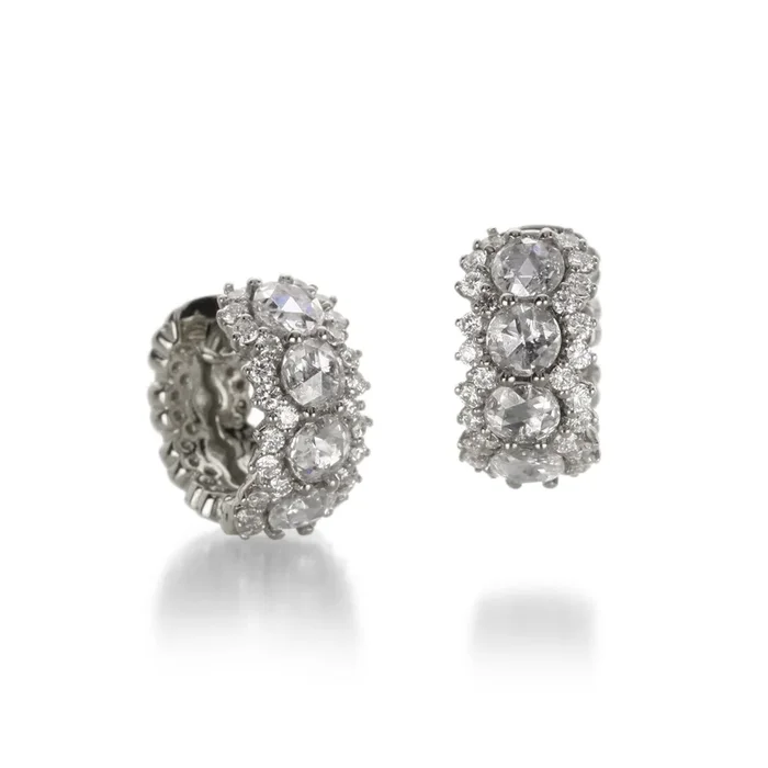 Small Rose Cut Diamond Huggie Earring