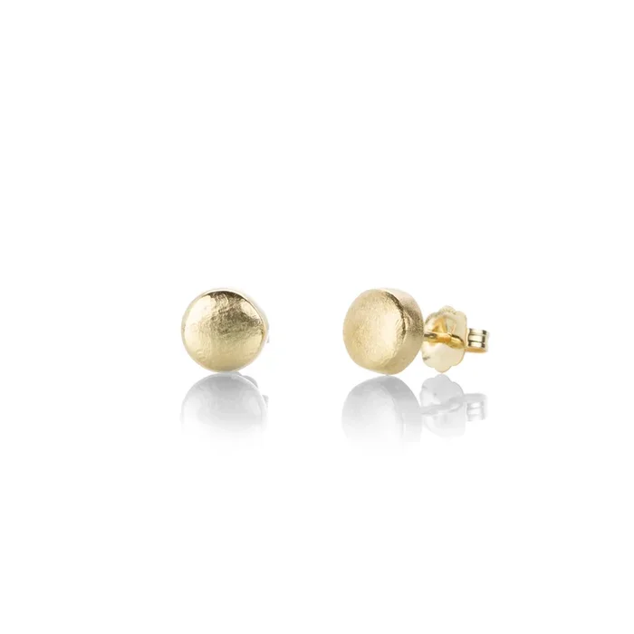 Small Round Hewn Stud Earrings