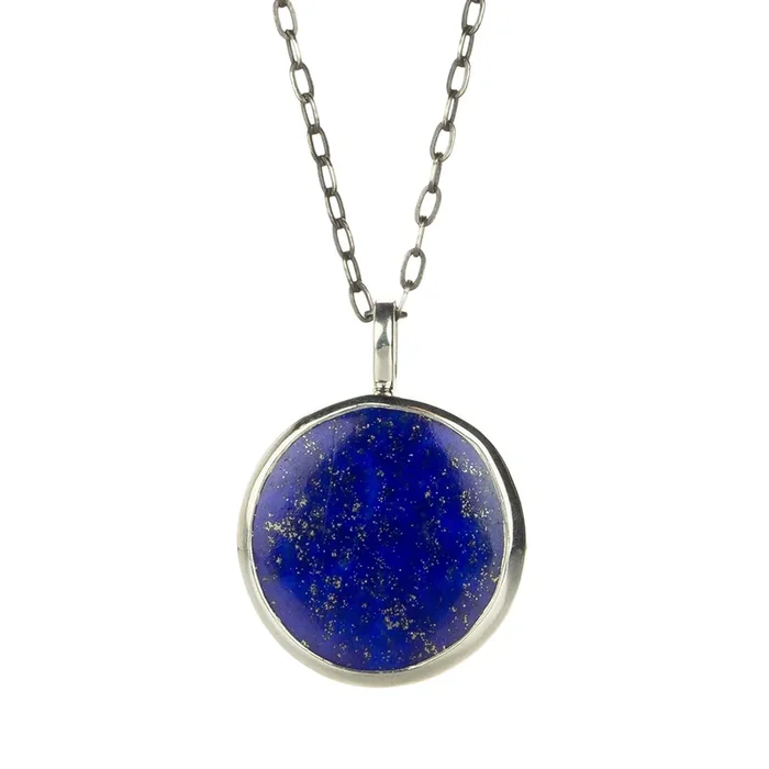 Small Round Lapis Pendant Necklace