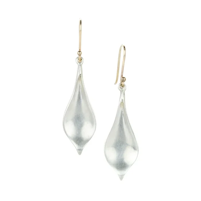 Small Silver Crocus Petal Earrings