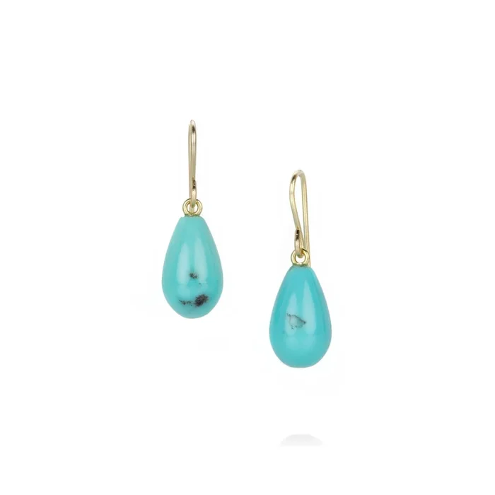 Small Smooth Turquoise Drop Earrings