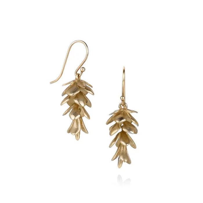 Small Yellow Gold Pinecone Earrings