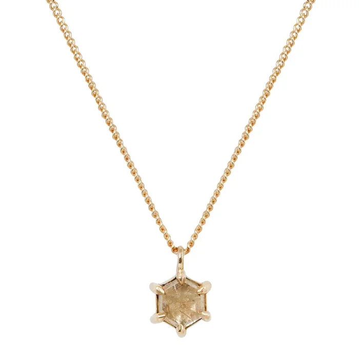 Small Yellow Quartz Hexagon Necklace
