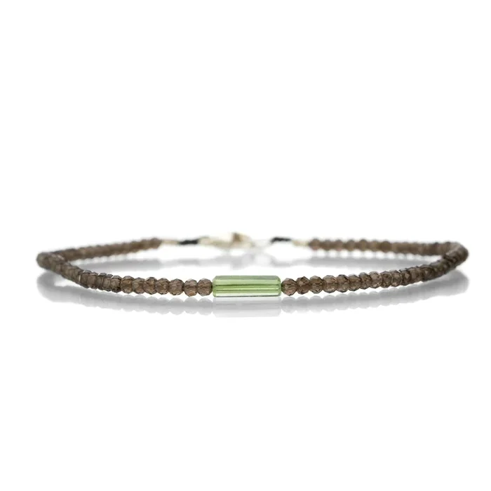 Smoky Quartz and Green Tourmaline Bracelet