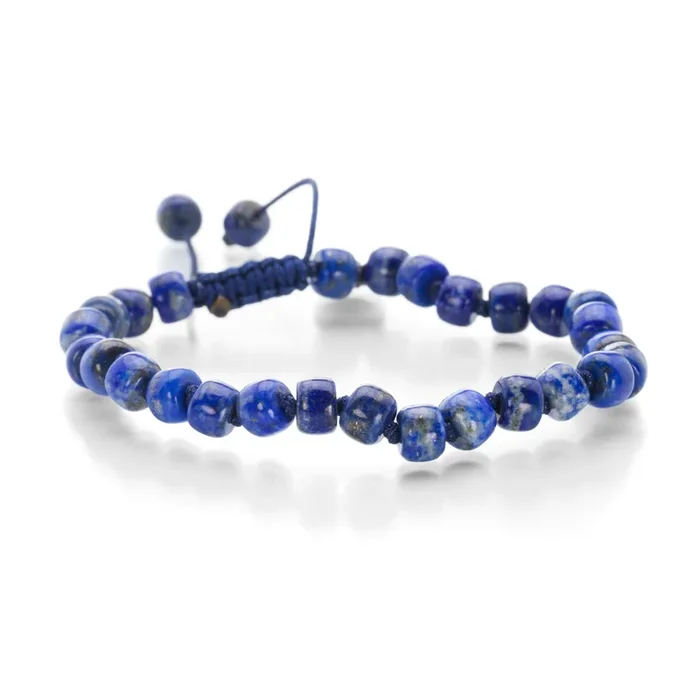 Smooth 6mm Lapis Barrel Bracelet