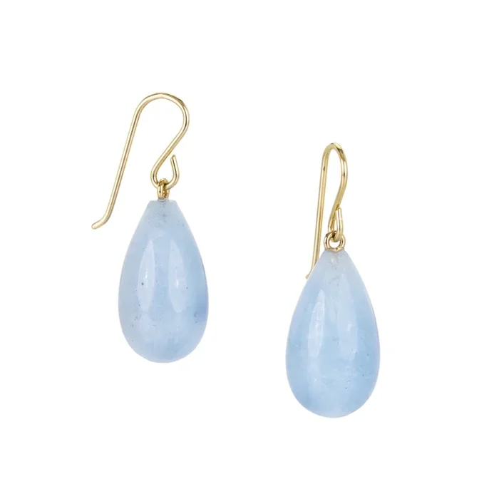 Smooth Aquamarine Teardrop Earrings