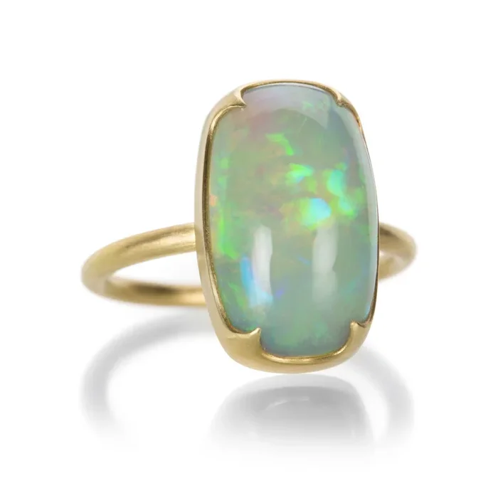 Smooth Cushion Ethiopian Opal Ring