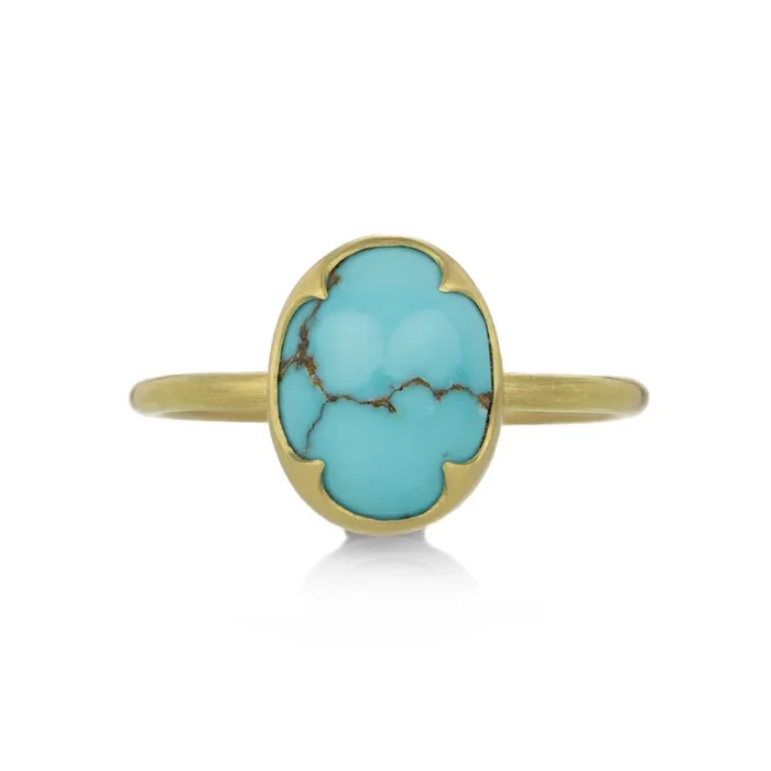 Smooth Oval Persian Turquoise Ring