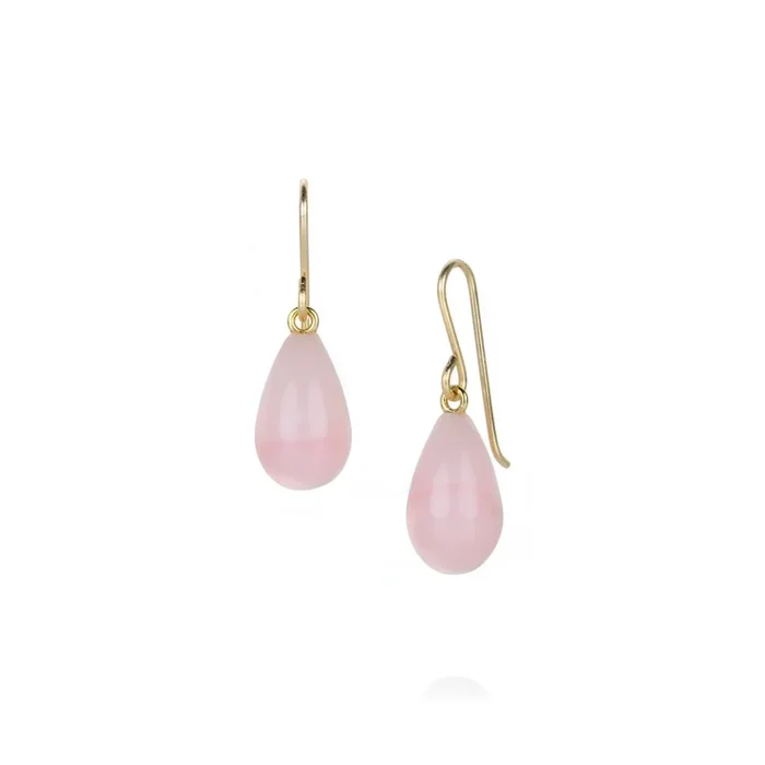 Smooth Pink Opal Teardrop Earrings
