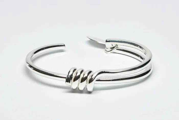 Smooth Sterling Silver Cuff with Coiled Center