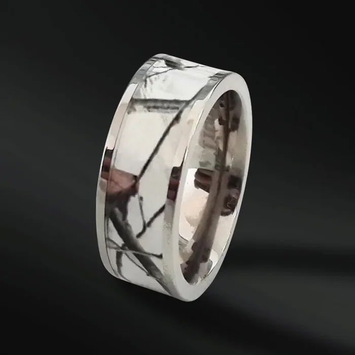 Snow Camo band for Her | Camo wedding bands for Women