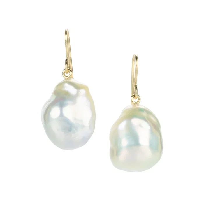 Soft Gray Baroque Freshwater Pearl Earrings