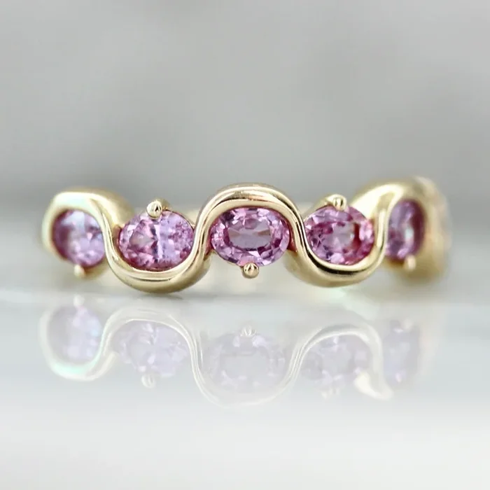 Soft Serve Pink Oval Cut Sapphire Band