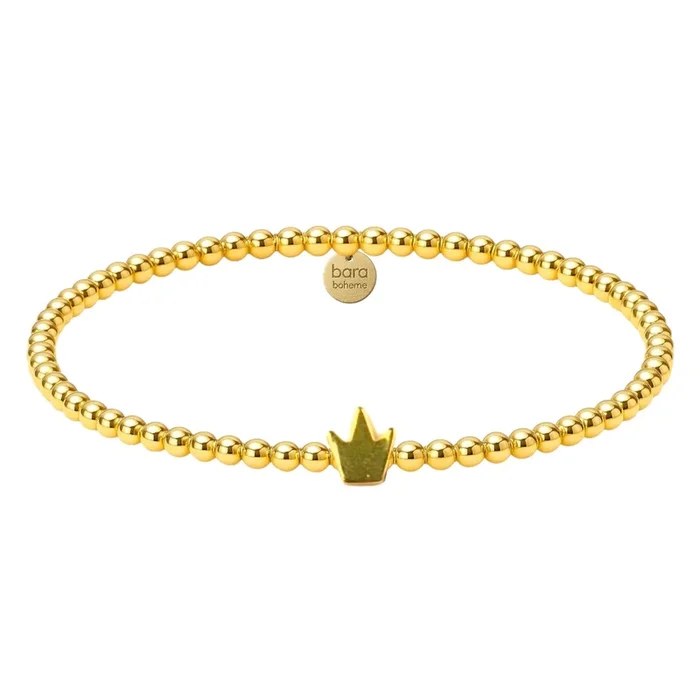 Solid Crown Charm | Gold Filled Beaded Bracelet