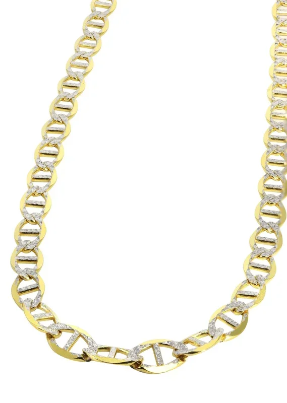 Solid Diamond Cut Mariner Chain 14K Gold
