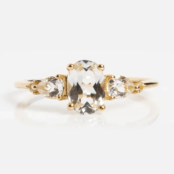 Solid Gold 2025 April Capsule Classic White Topaz Statement Ring