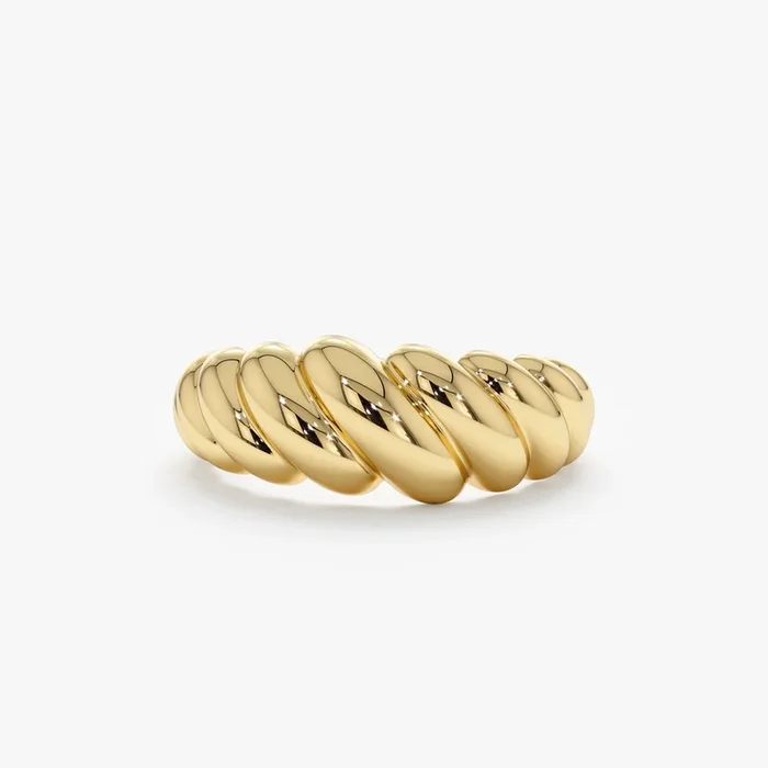 Solid Gold Chunky Croissant Ring, Amina