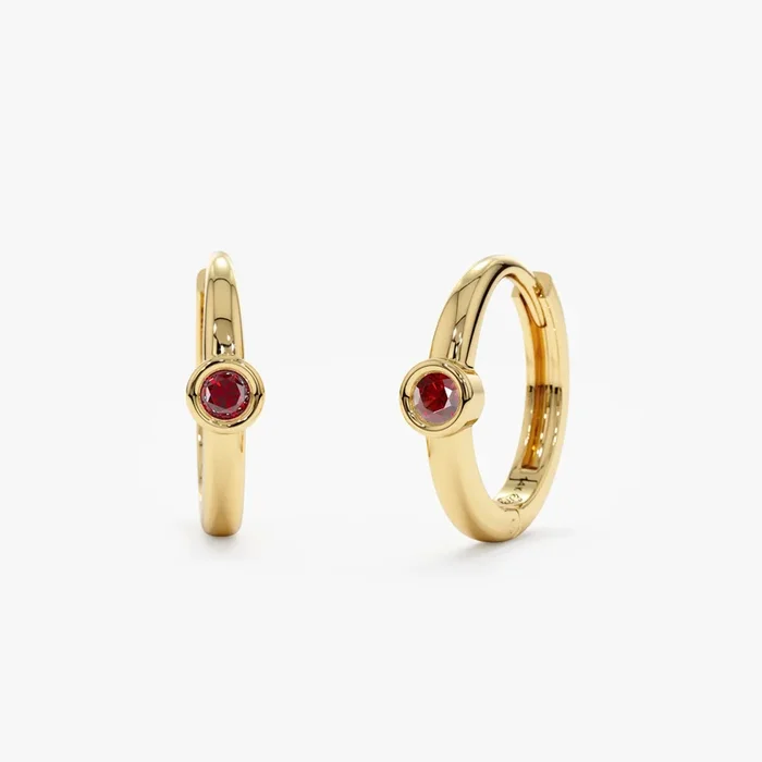 Solid Gold Garnet Huggies, Nina